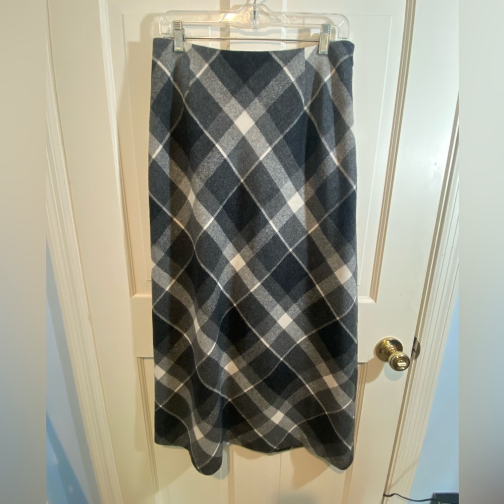 Vintage Kate HIll Wool Pencil Skirt Black/Gray/White Plaid SIZE 8